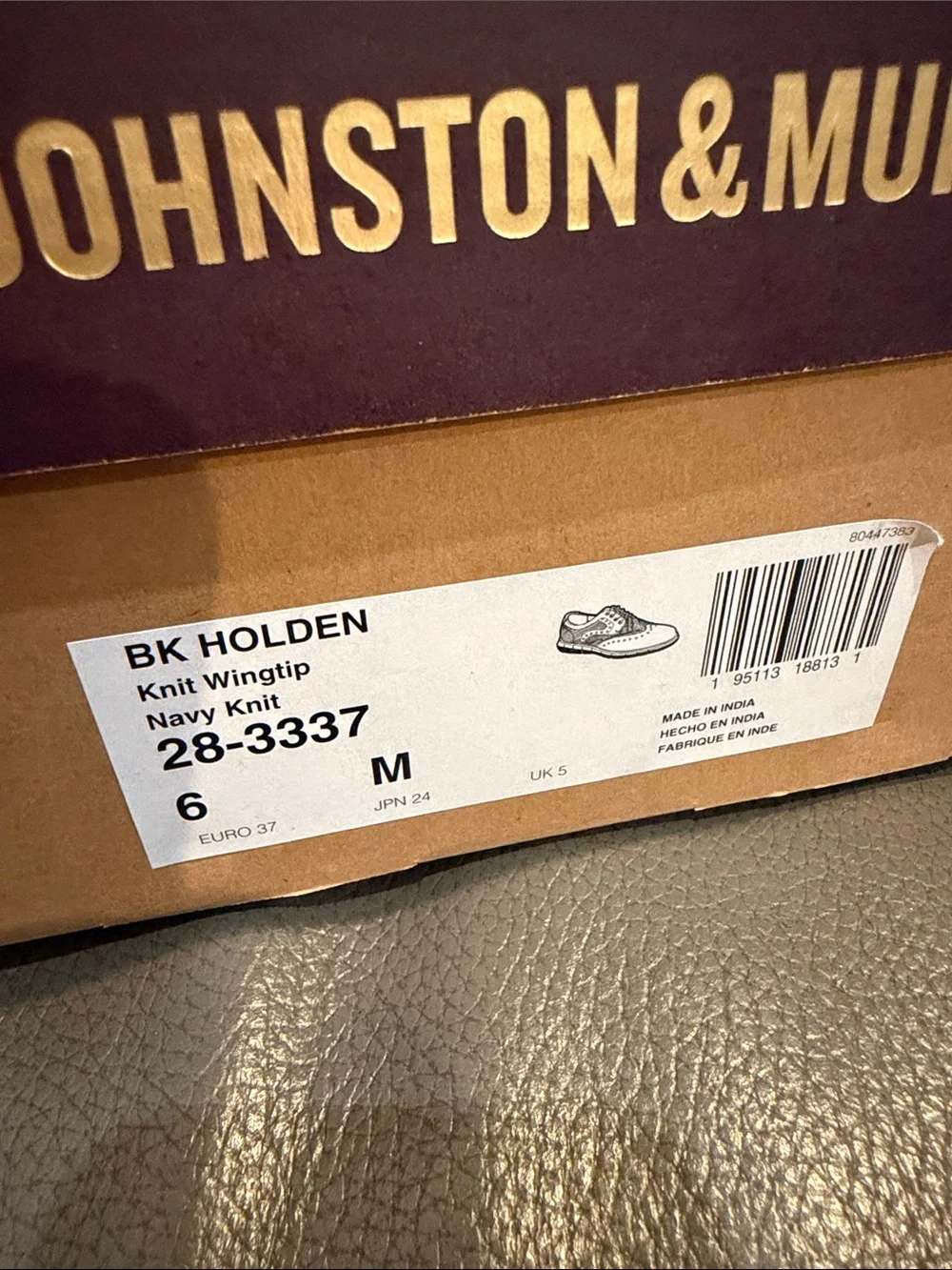Johnston & Murphy Navy Knit Oxfords with Tan Trim